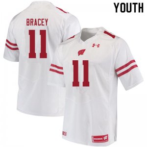Youth Wisconsin Badgers NCAA #11 Stephan Bracey White Authentic Under Armour Stitched College Football Jersey YD31P86MB
